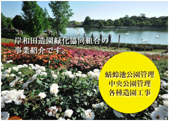 岸和田造園緑化協同組合の事業紹介です。蜻蛉池公園管理中央公園管理各種造園工事